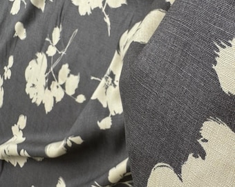 Print floral linen fabric by the yard