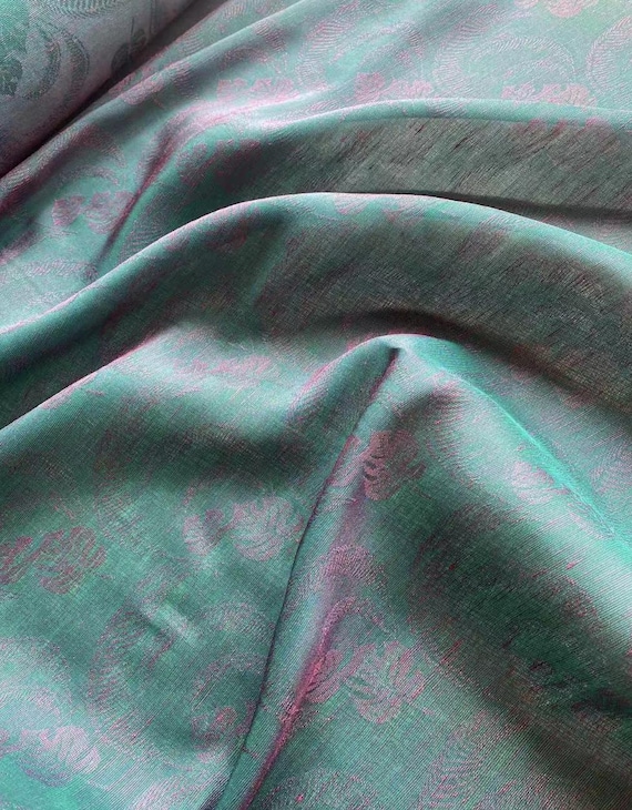 Multi Color Options Iridescent Jacquard silk linen fabric by the yard