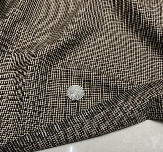 Houndstooth worsted wool fabric by the yard