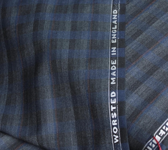 British Fabric Plaid Worsted Wool fabric by the yard for Suiting