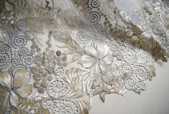 Embroidery Floral lace fabric by the yard