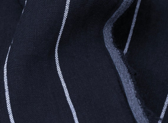 Striped linen fabric by the yard