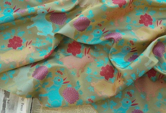 Jacquard brocade fabric by the yard