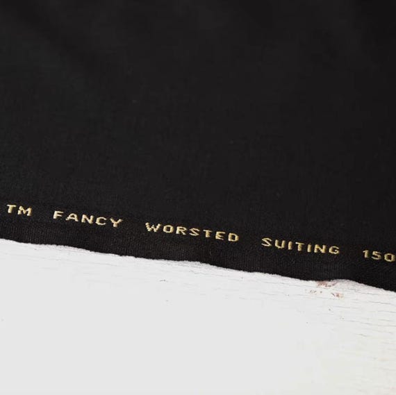 Black Worsted Wool fabric by the yard SUITING Fabric