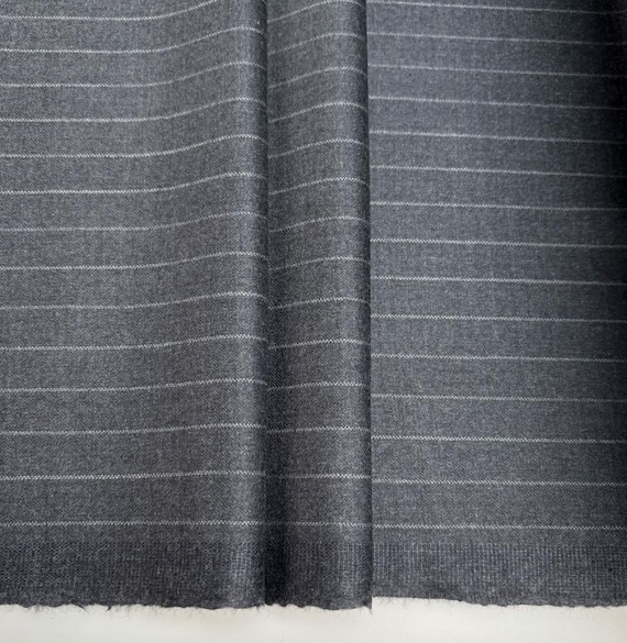 Striped Worsted wool fabric by the yard