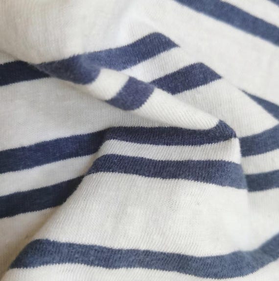 Striped hemp organic cotton knit fabric by the yard