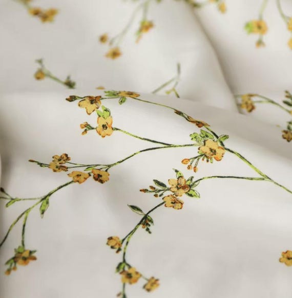 Print floral viscose fabric by the yard