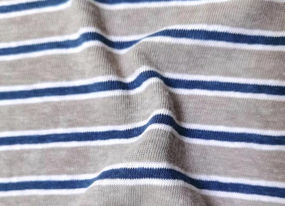 Striped hemp organic cotton knit fabric by the yard