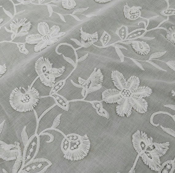 Embroidery cotton fabric By the yard