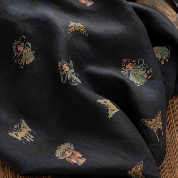 Print linen fabric by the yard