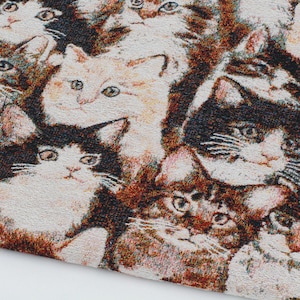 Cats Jacquard brocade fabric by the yard