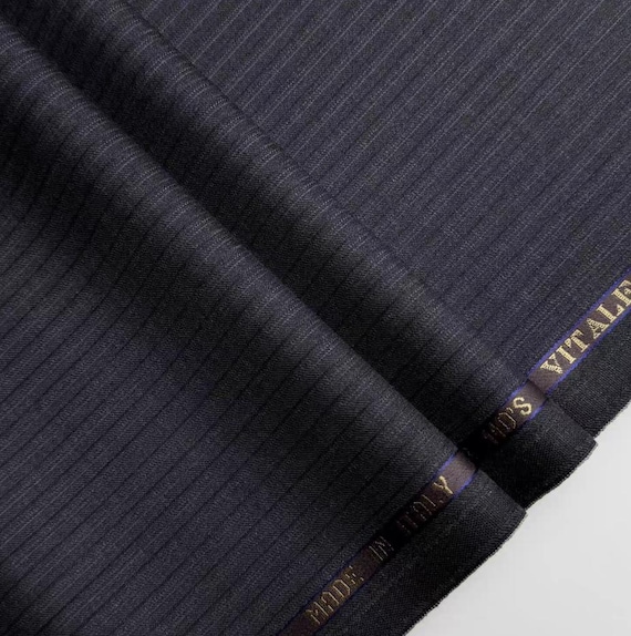 Striped Worsted wool fabric by the yard