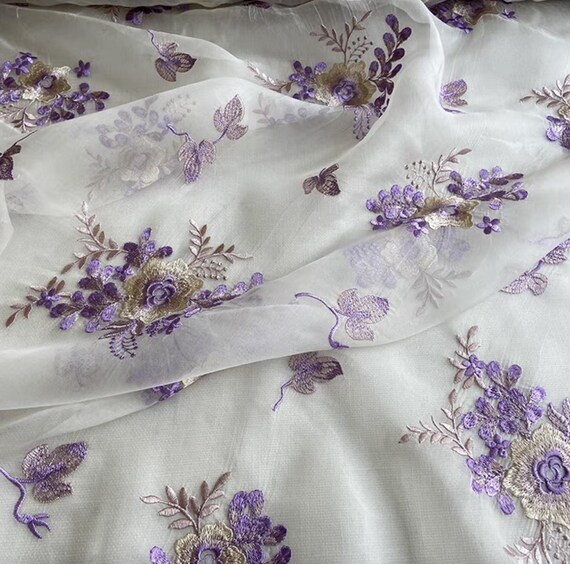 Embroidery Organza silk fabric by the yard
