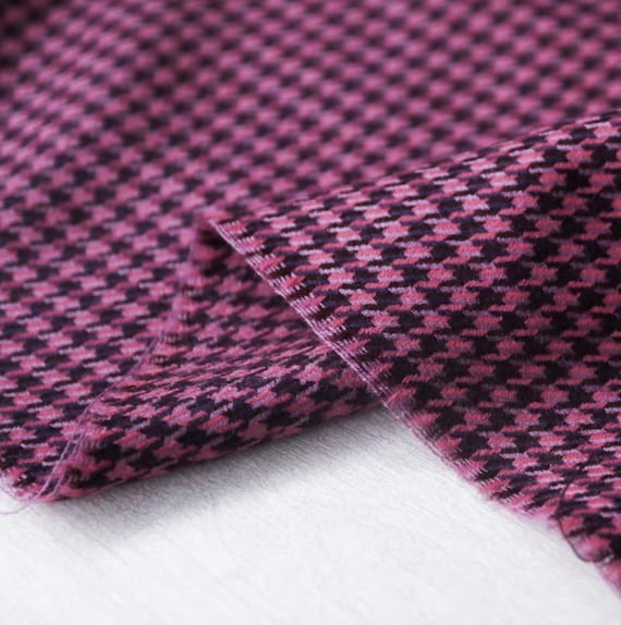 Houndstooth wool fabric by the yard