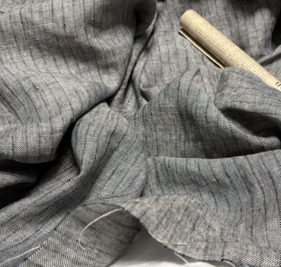 Striped linen fabric by the yard