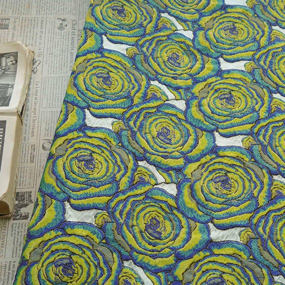 Jacquard brocade fabric by the yard