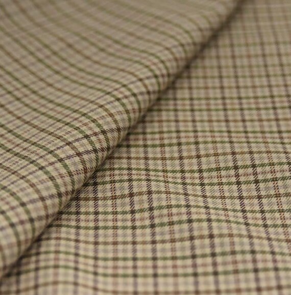 Plaid Worsted Wool fabric by the yard