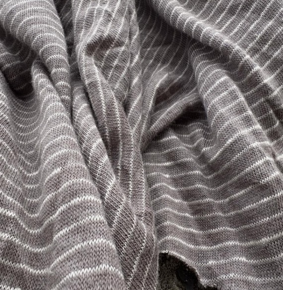 Striped Knit linen jersey fabric by the yard