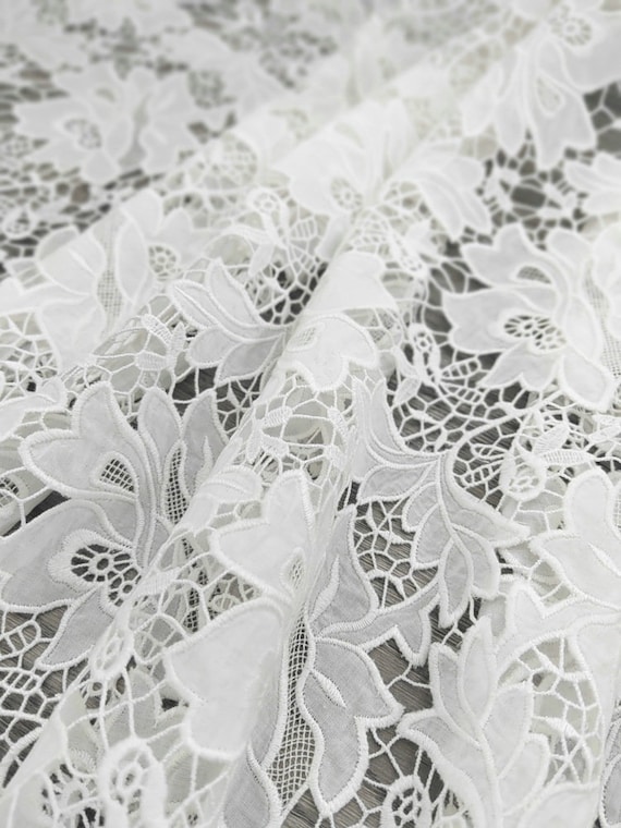 Embroidery lace cotton fabric By the yard