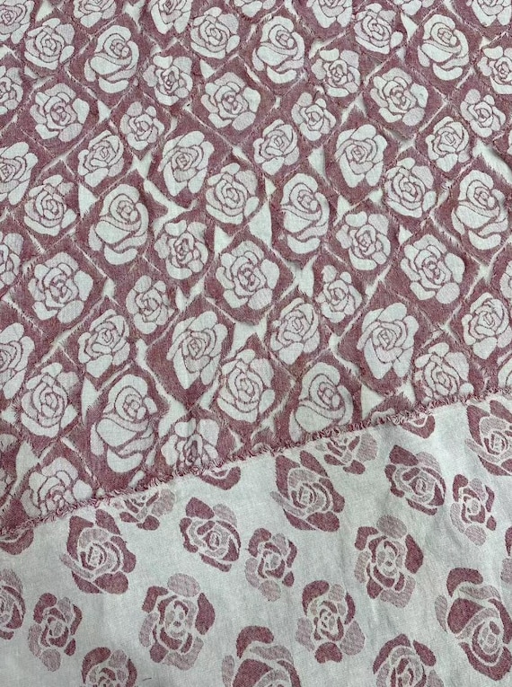 Jacquard Floral Linen Cotton Fabric By The Yard