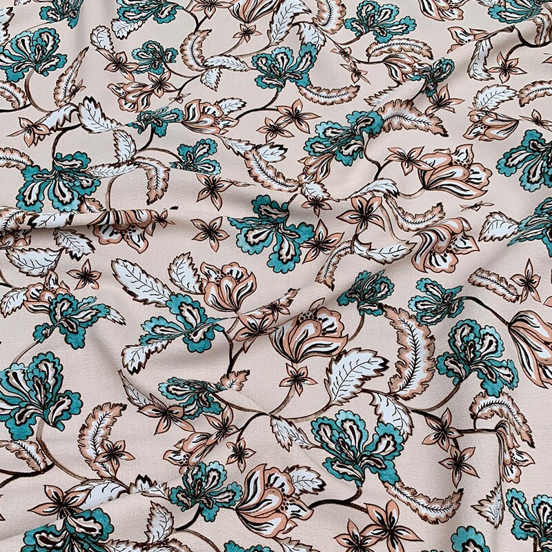 Print floral viscose fabric by the yard Etsy