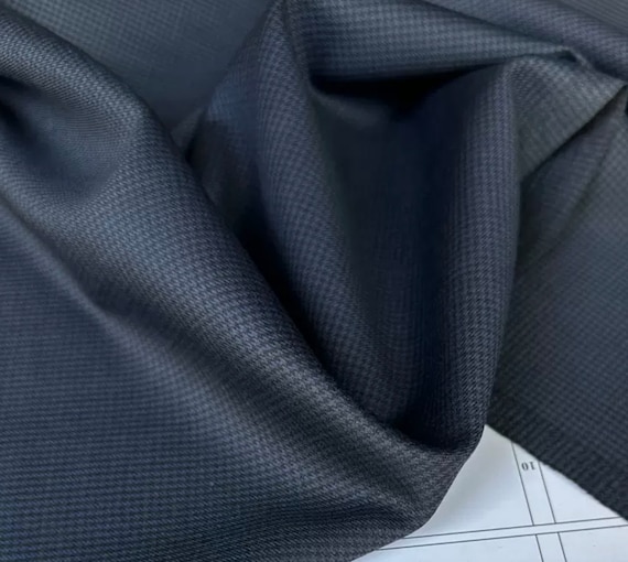 Houndstooth worsted merino wool fabric by the yard