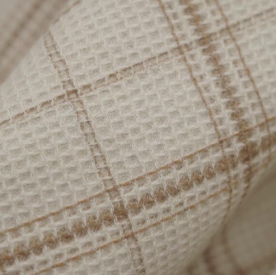Textured Plaid Wool fabric by the yard