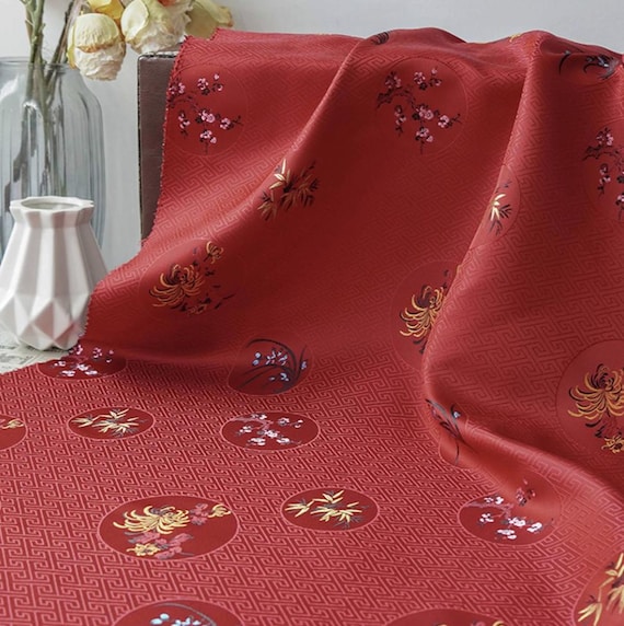 Jacquard brocade fabric by the yard