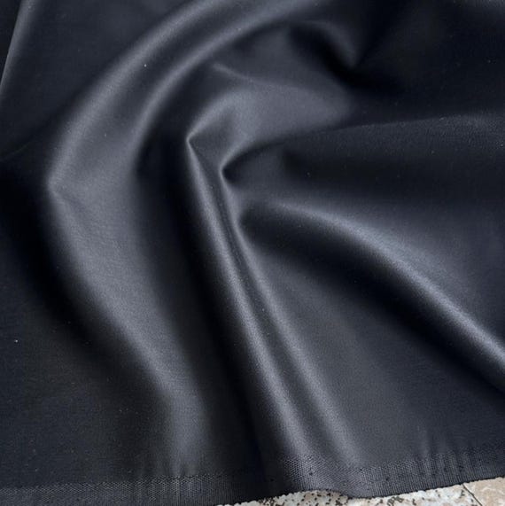 Black Silk wool fabric by the yard