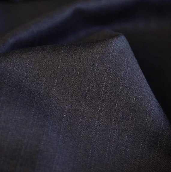 Striped Worsted Wool fabric by the yard