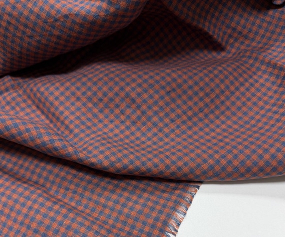 Plaid linen fabric by the yard