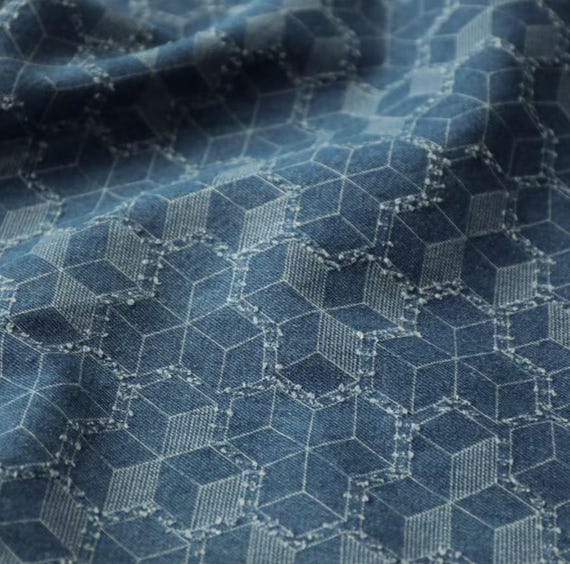 Jacquard Denim cotton fabric by the yard