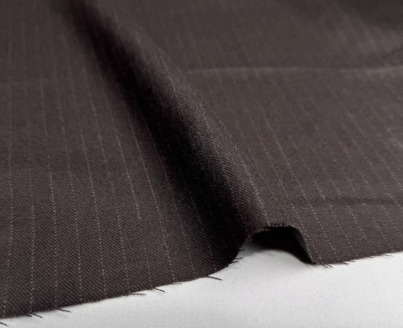 Striped Worsted wool fabric by the yard