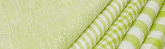 Green collection, Yarn dyed linen fabric, Striped linen fabric, Plaid linen fabric by the yard