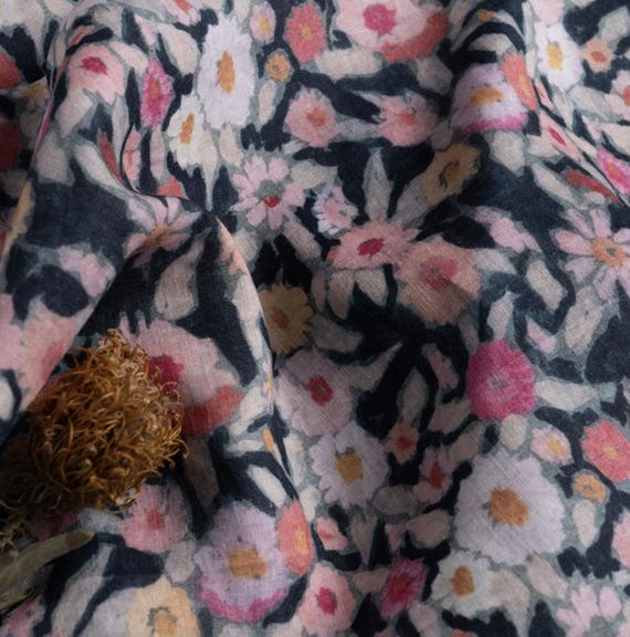 Print linen fabric by the yard