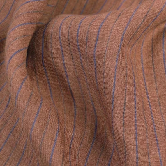 Striped linen fabric by the yard