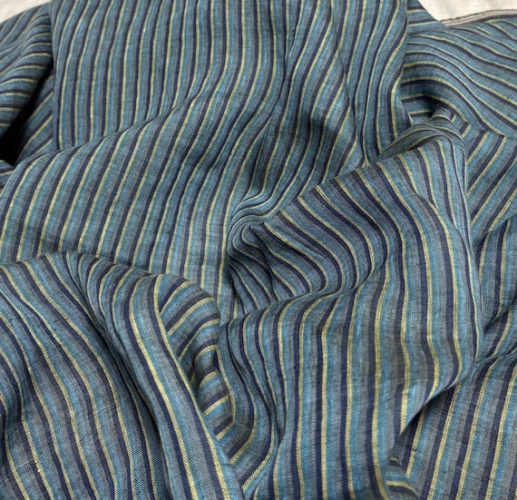 Striped linen fabric by the yard