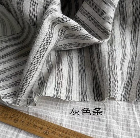 Multi options Heavy Weight striped linen fabric by the yard