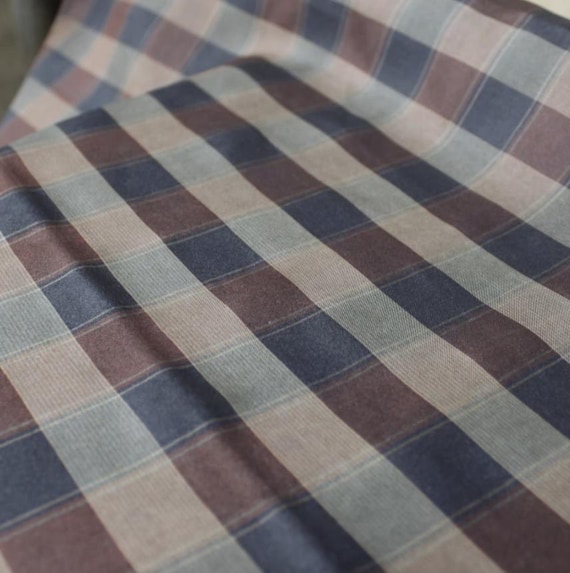 Gambiered Plaid Tussah silk fabric by the yard