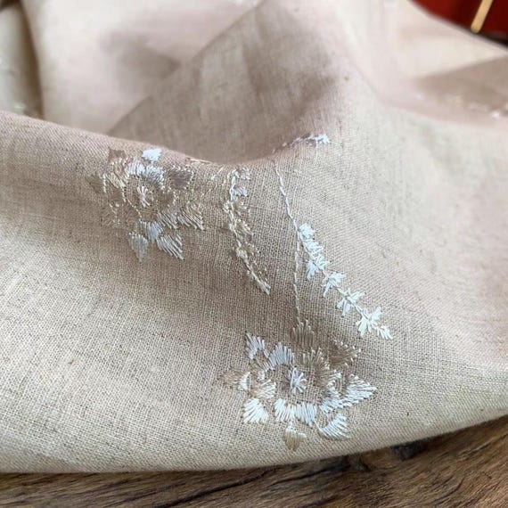 Embroidery linen fabric by the yard