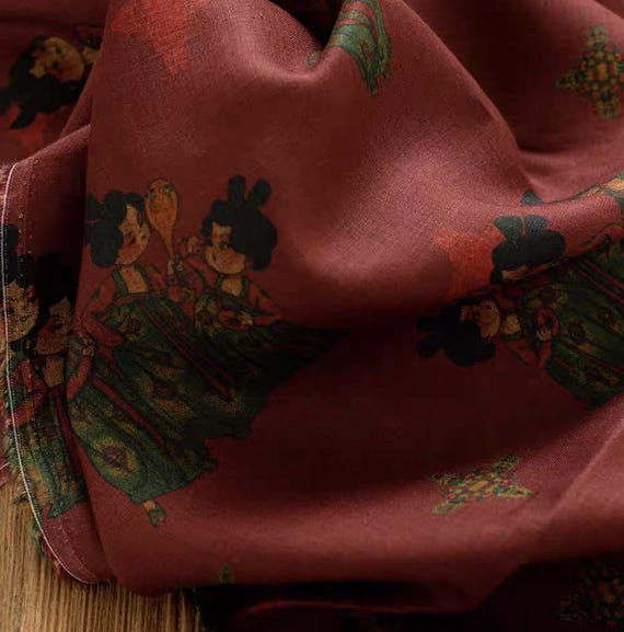 Print linen fabric by the yard