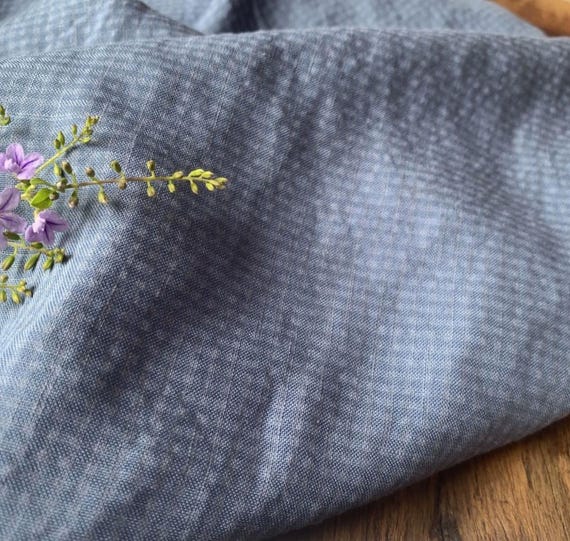 Plaid linen fabric by the yard