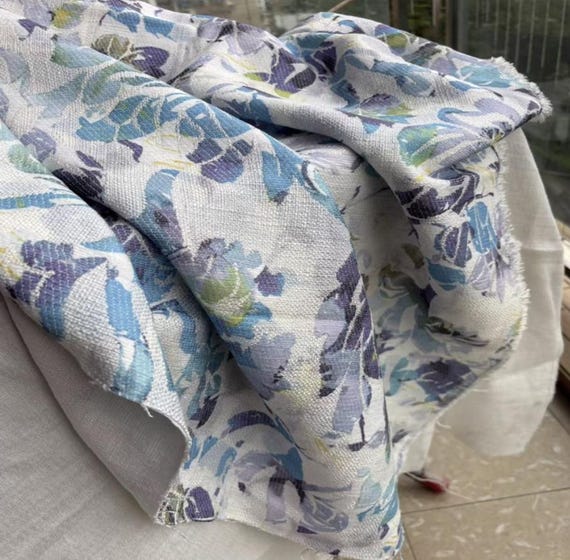 Heavy Weight Floral Linen fabric by the yard