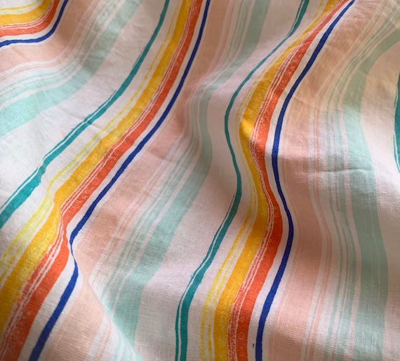 Colorful Striped Linen fabric by the yard
