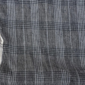 Plaid linen fabric by the yard