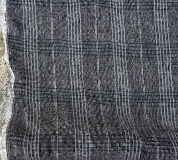 Plaid linen fabric by the yard