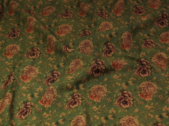 Print floral linen fabric by the yard