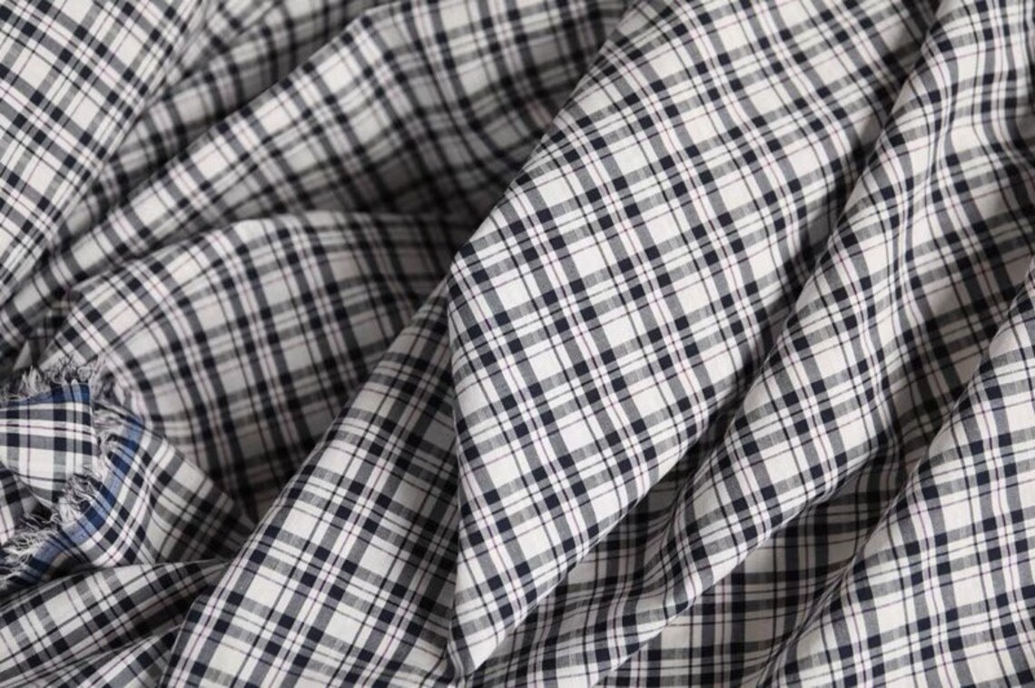 Plaid cotton fabric poplin fine cotton fabric by the yard Etsy