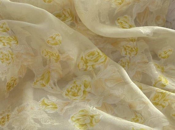 Jacquard floral silk fabric by the yard #257143