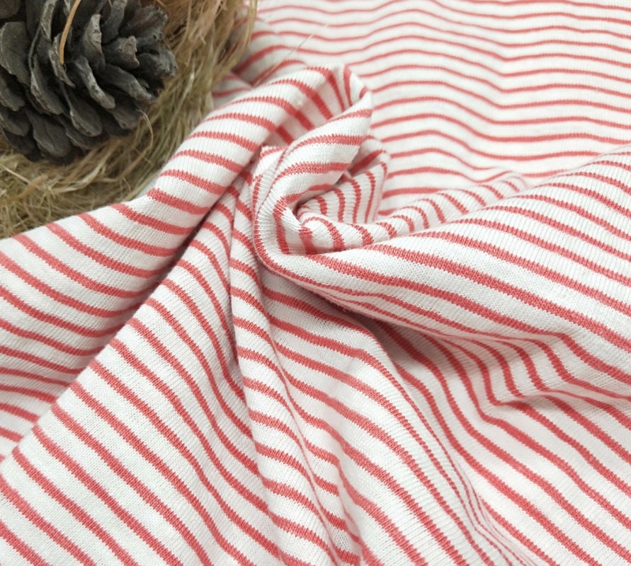 Striped hemp organic cotton knit fabric by the yard | Etsy